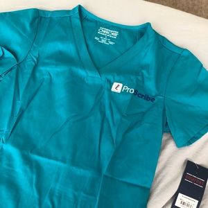 2 Proscribe Cherokee Workwear Scrub Tops- teal xs
